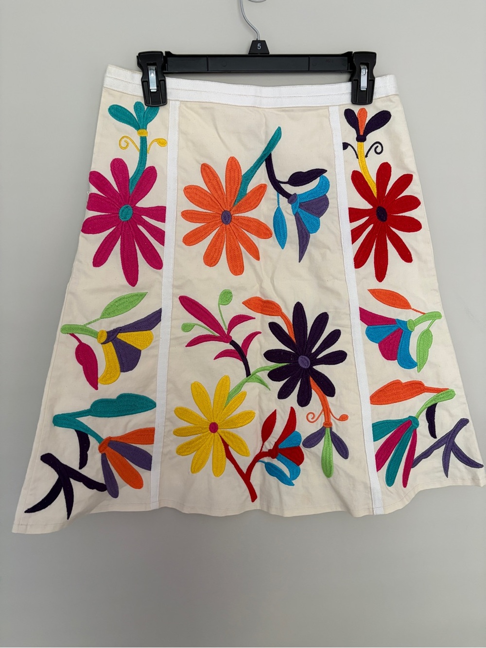 Tory Burch Vintage Embroidered A-Line Skirt with Multicolor Flowers, Size 4 - Picture 8 of 11
